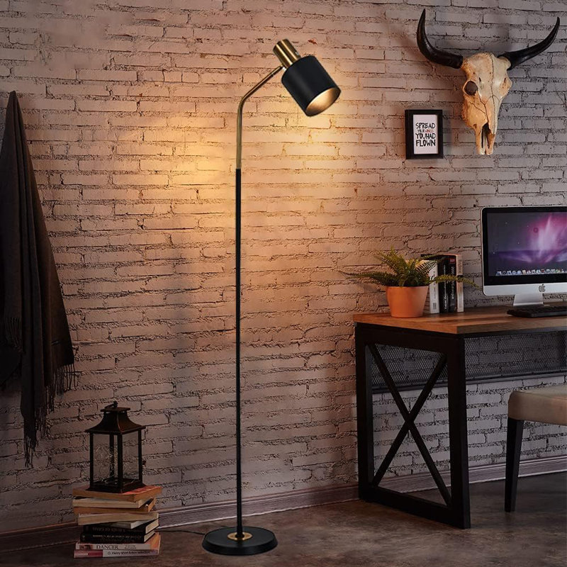 Modern Industrial Floor Lamp With 360° Adjustable Lampshade, 3 Color Temperature Options, E26 Bulb Compatible, Standing Lamp For Living Room, Bedroom, Office