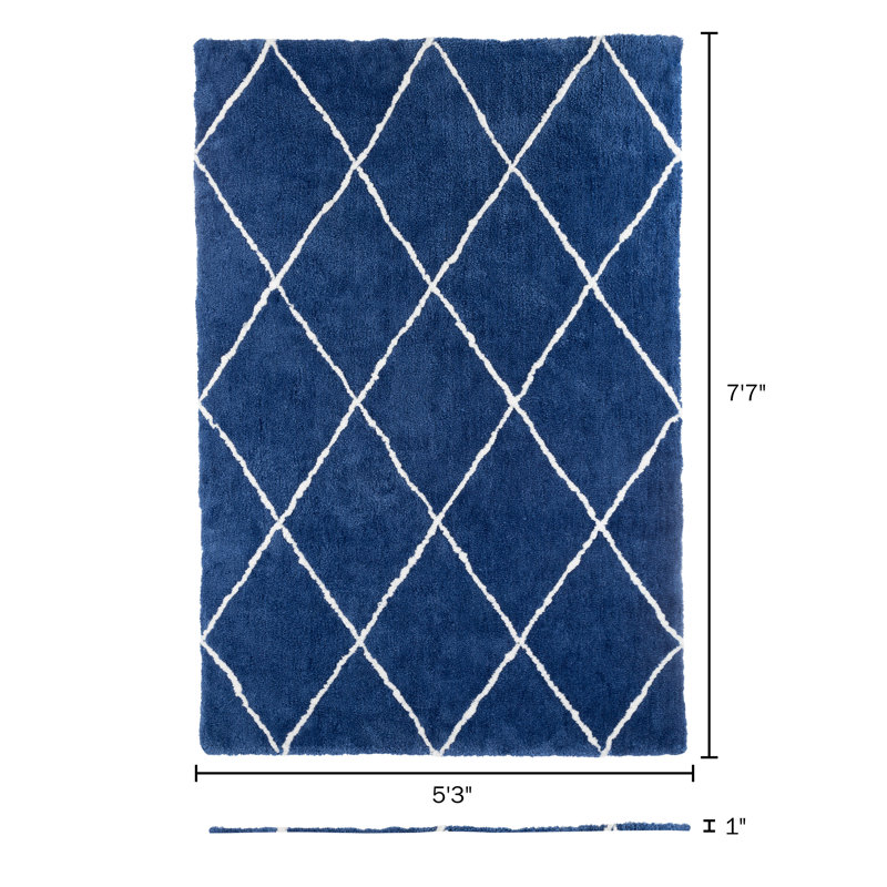 Tapis à poils longs Camille Diamond, Rectangle 5 pi 3 po x 7 pi 7 po