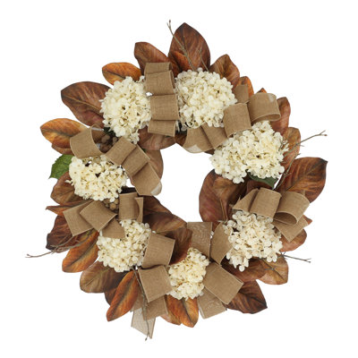 Alma Fall Wreath with Hydrangeas and Burlap Bows