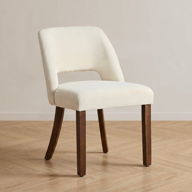 Chaise de salle à manger rembourrée moderne avec dossier découpé, chaise de cuisine en chenille confortable avec pieds en bois massif, ensemble de 6