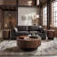 Table basse ronde en bois de manguier massif-885742297