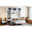 Grand lit mural blanc avec bureau et rangement intégrés, solution peu encombrante pour les espaces compacts, support confortable pour matelas 8 po 10 po, petits appartements de construction, qualité industrielle-129632320