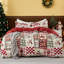 Lit de Noël 3 pièces en patchwork, réversible, en microfibre, avec imprimé bonhomme de neige et flocons de neige et revers à carreaux gris.-136267024