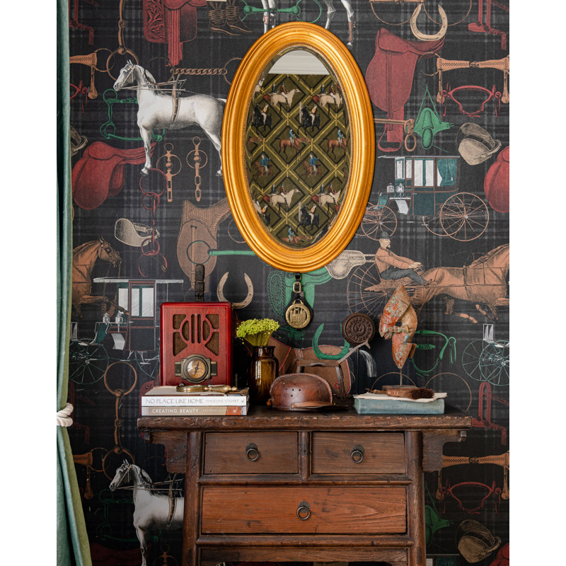 The Derby Plaid Wallpaper Roll, Anthracite/Brown/Green/Red
