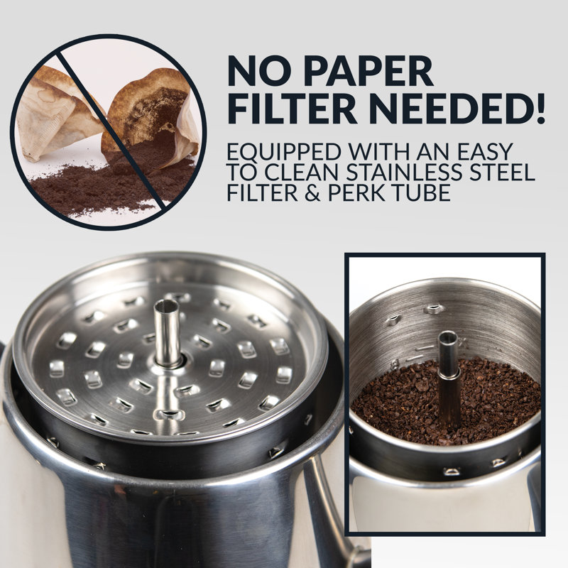 HomeCraft 10-Cup Polished Stainless Steel Coffee Percolator