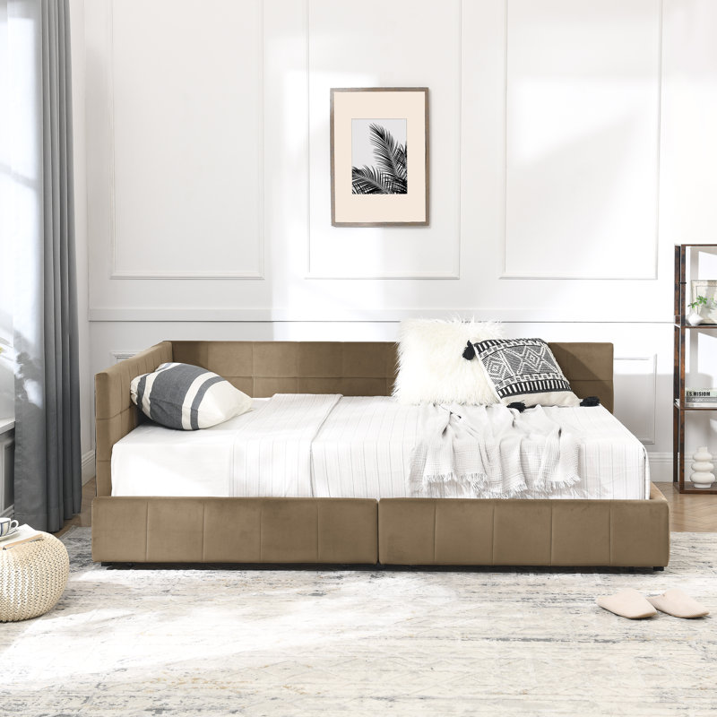 Full Size Storage Upholstered Tufted Bed Frame, Sofa Bed Frame With Comfortable Backrest And Armrests, Full Size Bed For Bedroom, Living Room,Velvet,