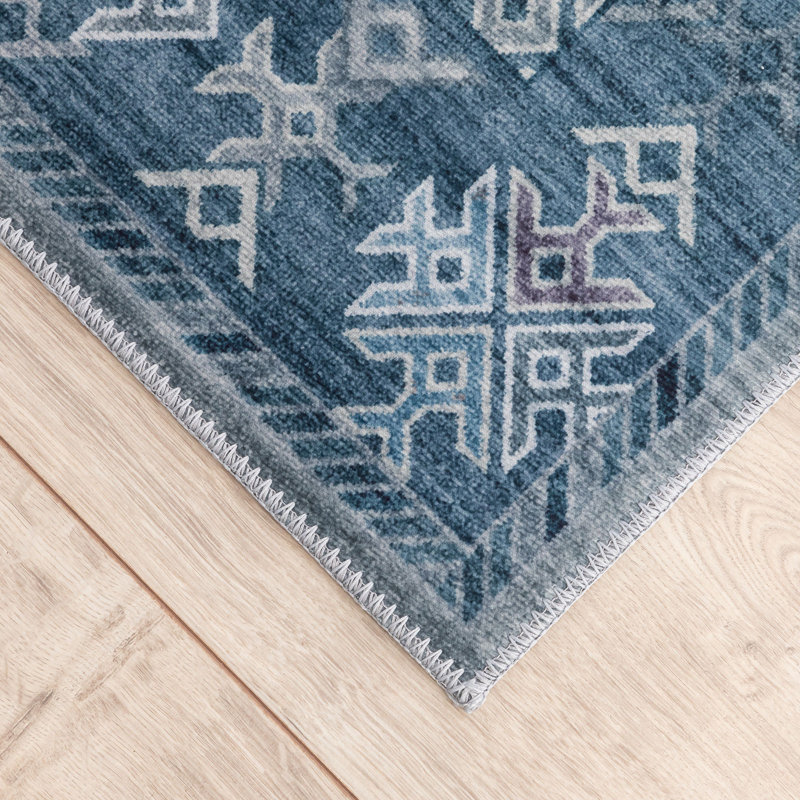 Tapis traditionnels pour chambre Baola - bleu, Rectangle 4 pi x 6 pi
