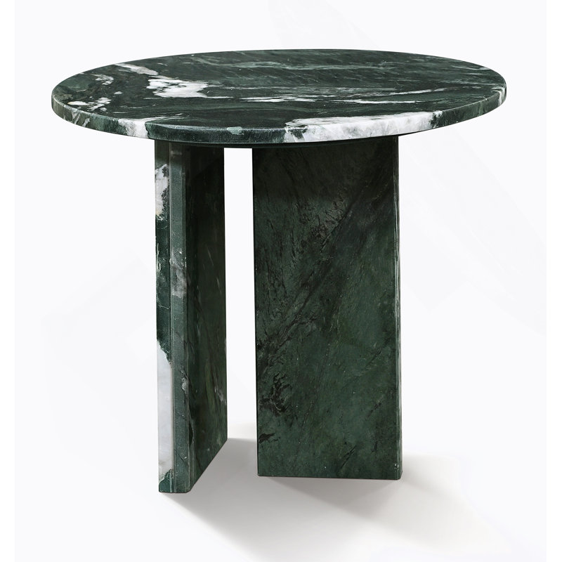 Table basse en marbre naturel vert, petit accent de salon, pierre véritable, veines uniques, Green