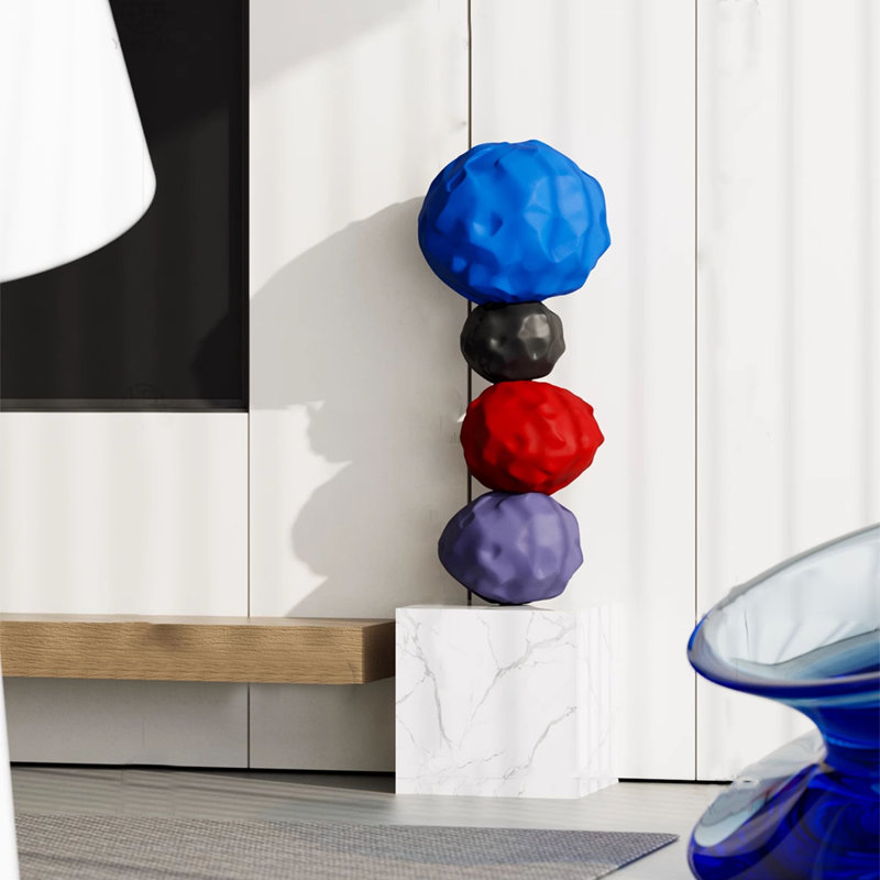 Colored Stone Rotating Fiberglass Reinforced Plastic Marble Base Floor Ornament