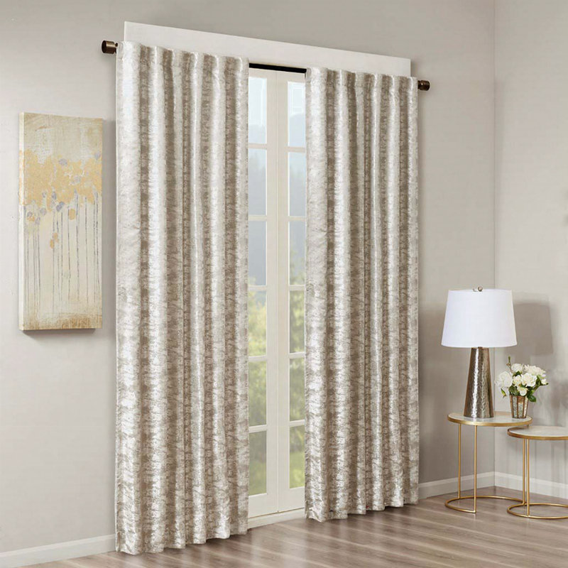 Rideau occultant avec passe-tringle Jacquard, Gris / argent, L 50 po x L 84 po
