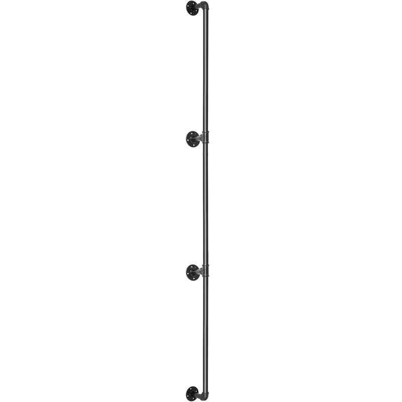 Black PVC and Stainless Steel Stair Handrail with Wall Mount