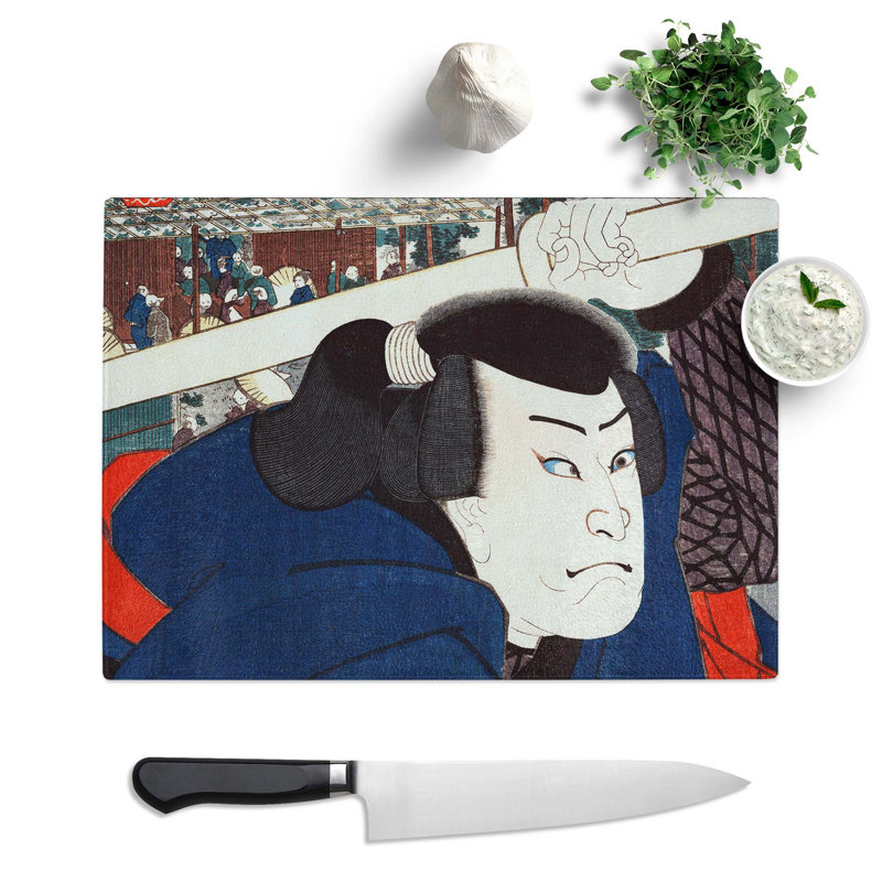 Tempered Glass Mukojima Miyamoto Musashi by Utagawa Kuniyoshi Chopping Board, 39 cm x 28.5 cm