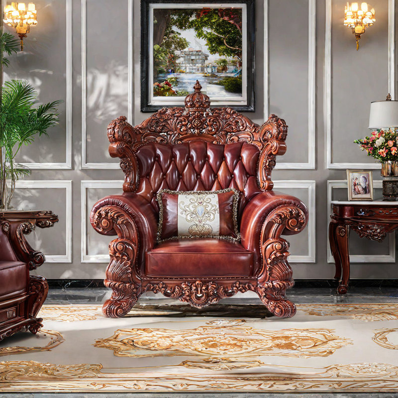 Chaise de luxe en cuir massif européen
