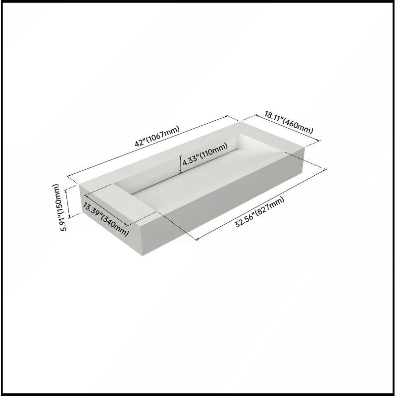 Durable 42 Inch Solid Surface Bathroom Basin with Waterfall Edge and Easy Maintenance