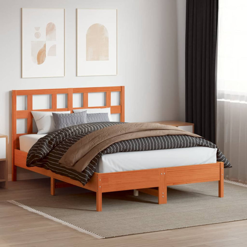 Eslettes 135 Solid Wood Headboard,  Wax Brown, 100cm H x 140.5cm W x 4cm D