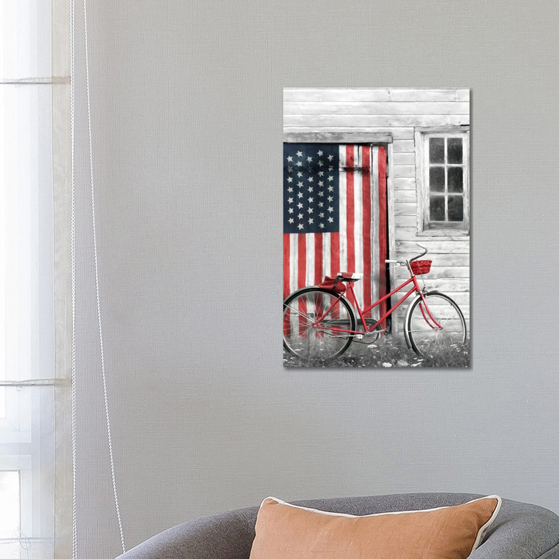 Patriotic Bicycle by Lori Deiter - Print on Canvas, 66.04cm H x 45.72cm W x 3.81cm D, Wrapped Canvas