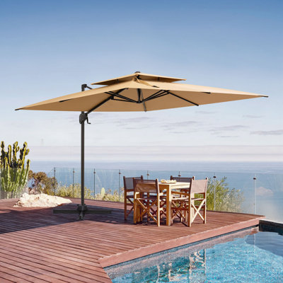10' Square Double Top Patio Cantilever Umbrella, Weighted Base Not Included