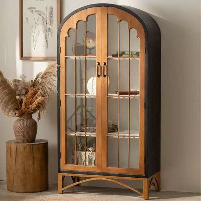 Modern Solid Wood Glass China Cabinet by 17 Stories