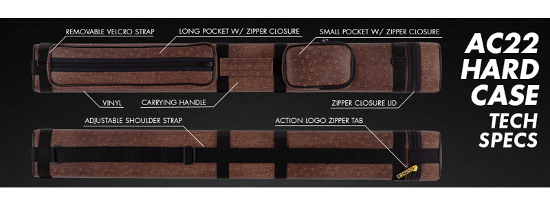 2x2 Oval Hard Pool Cue Case, Brown