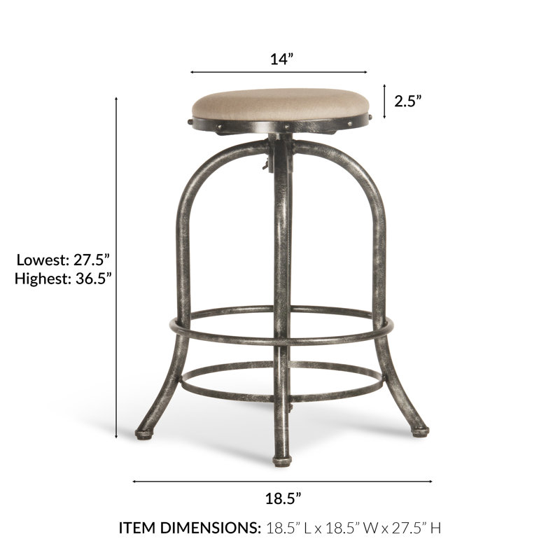 Adjustable Patio Bar Stool with Sunbrella Fabric Cushion