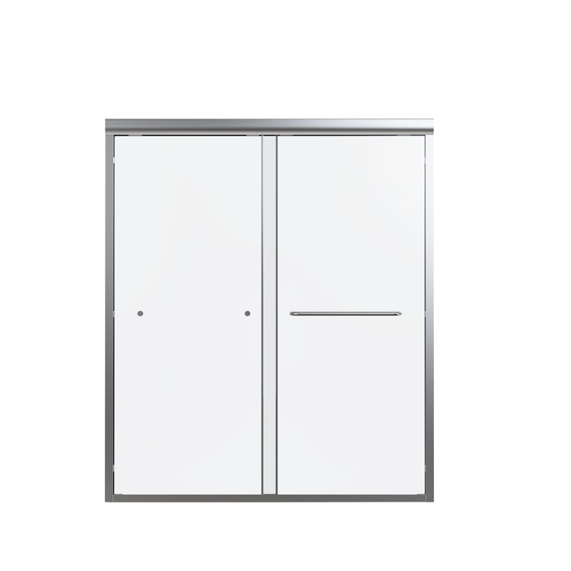 Porte de douche à double dérivation, H 70 po, largeur 56 à 60 po, verre trempé de 6 mm, fonction stable et design élégant