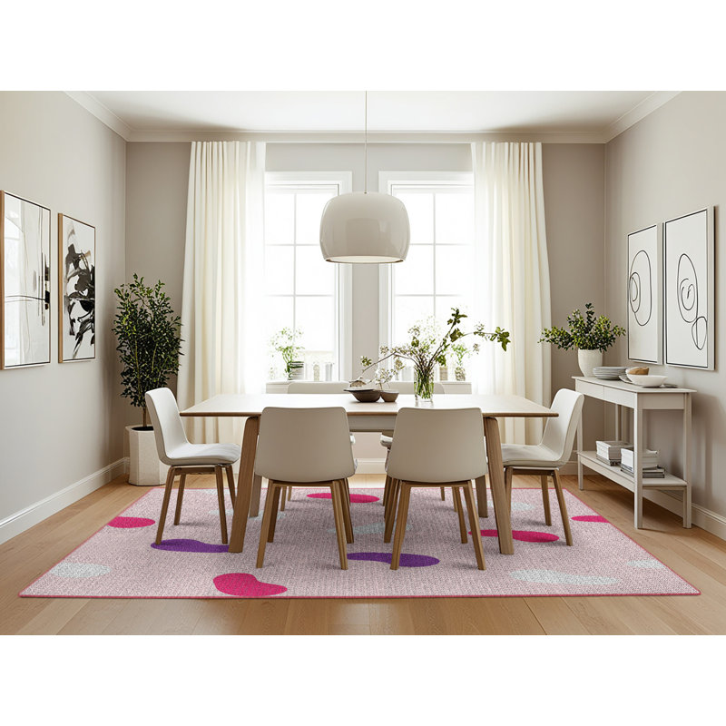 Tapis rose tissé à la machine, Rectangle 7 pi x 10 pi