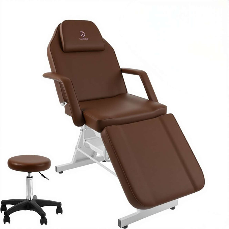  Tête de lit réglable et multifonctionnelle de 73 pouces avec fauteuil et équipement de massage, Brun, Blanc