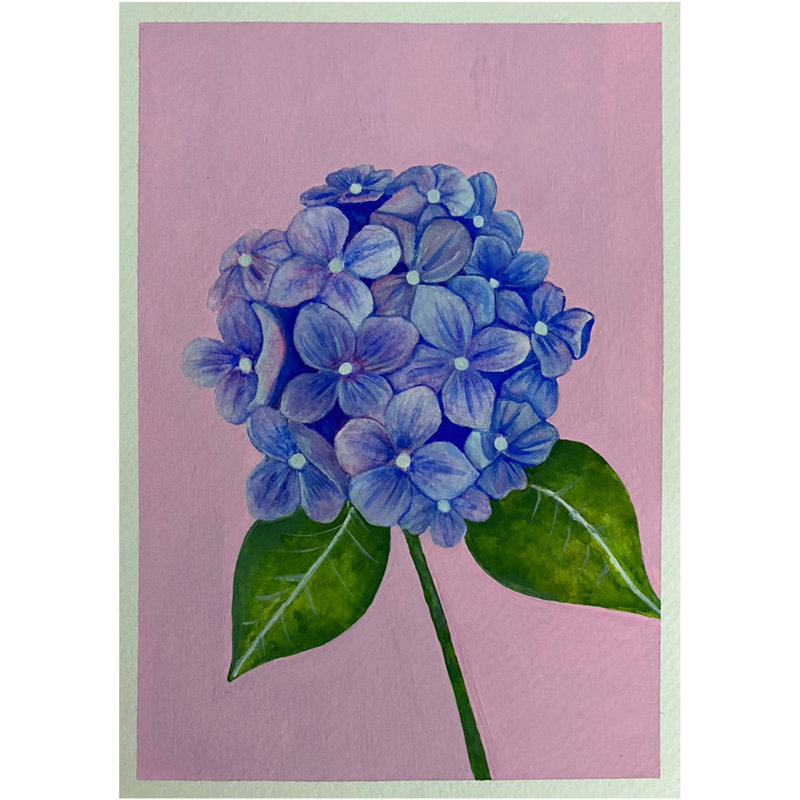 Fleur d'hortensia | Aquarelle et gouache sur papier | Par Rashi Agrawal