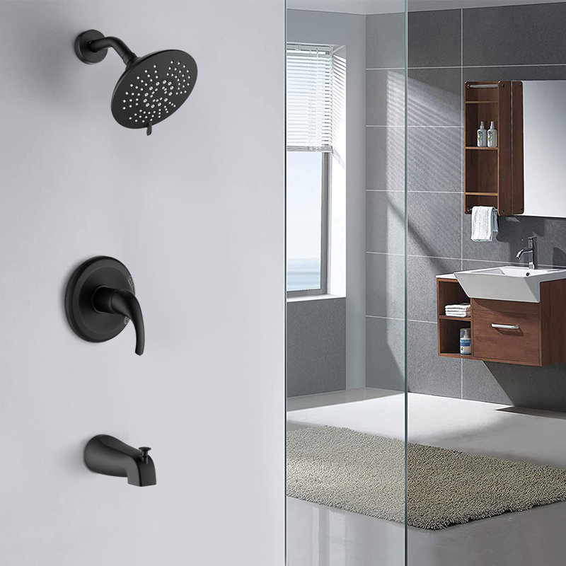 Robinet de baignoire et de douche avec valve brute, Noir mat