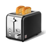 2-Slice Stainless Steel Toaster with Extra Wide Slot, Removable Crumb Tray, 5 Shade Settings