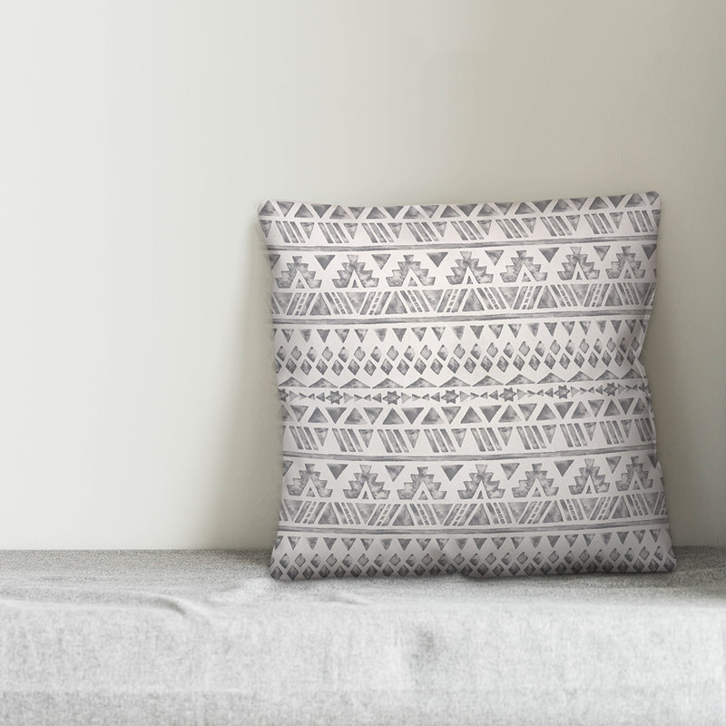 Throw Pillow, 20" x 20", Gray Geometric 4