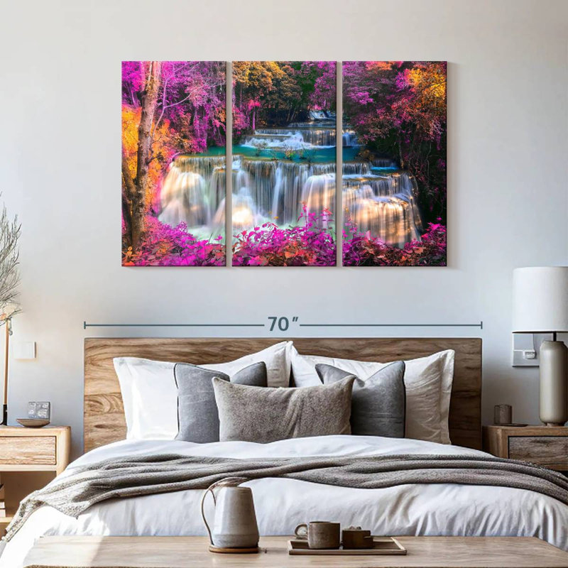 Ensemble de 3 chutes d'eau sur toile, H 36 po x l 57 po x P 1,25 po