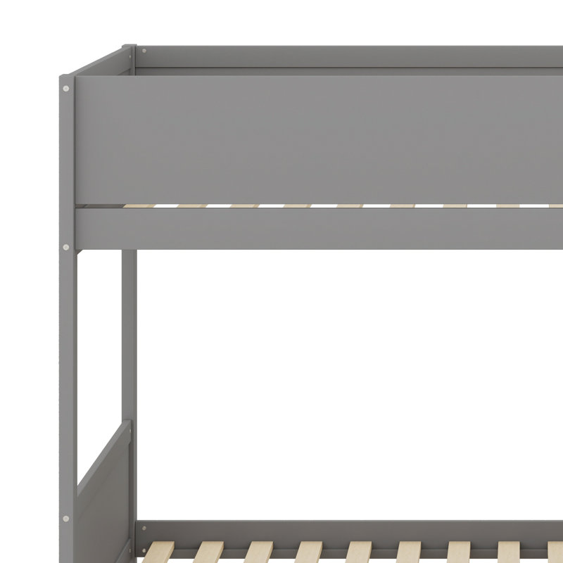Lit superposé avec 2 tiroirs et armoire à couches multiples, gris, Simple sur simple