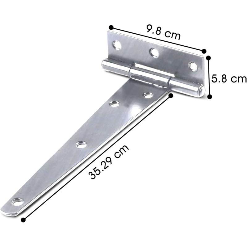 Domira 300Mm (12") Silver Galvanized Steel T-Hinges – Heavy Duty Rust-Resistant Hinges For Shed, Gate, Door, Garage, Fence & Barn
