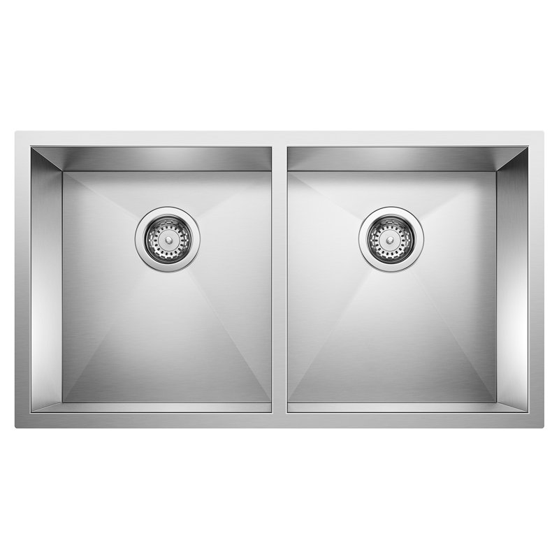 Precision 32" L x 18'' W Double Bowl Stainless Steel Undermount Kitchen Sink