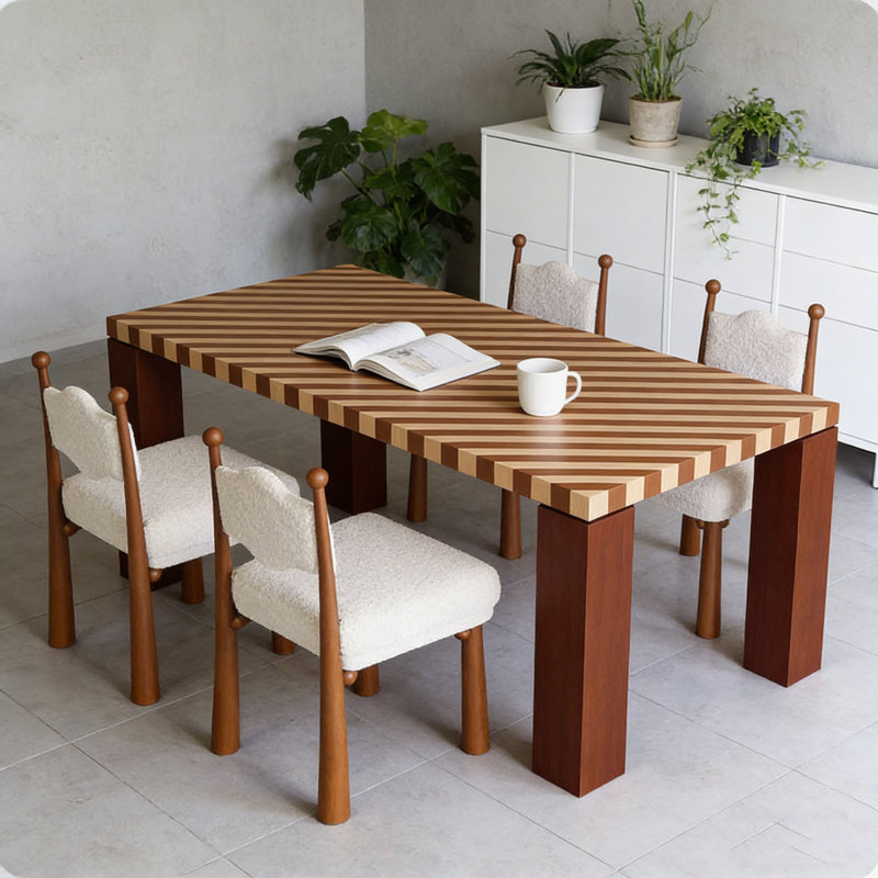 Table de salle à manger French Vintage, H 29,5 po x l 63 po x P 31,5 po, 5 pièces: table, 4 chaises