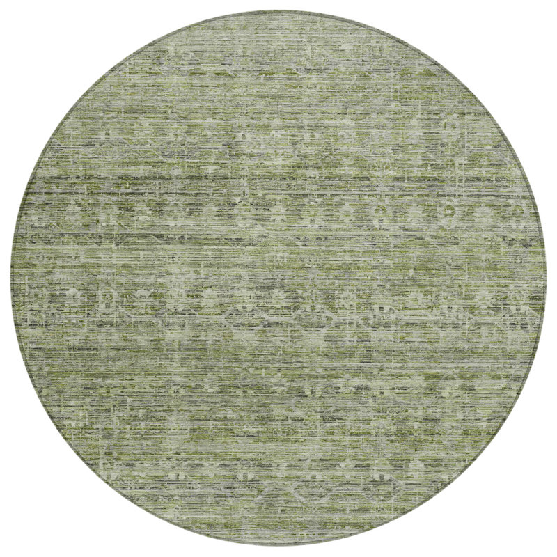 Tapis vert intérieur / extérieur lavable à la machine Xhevrie, Rond 8 pi