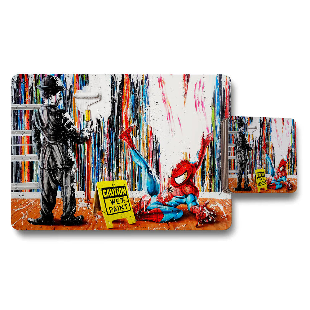 Spider Man Placemats And Coasters Set With Wet Paint Artwork