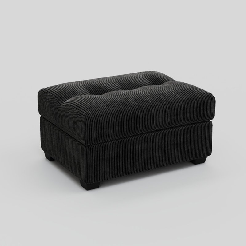 Bekey Sieber Corduroy Ottoman, Black