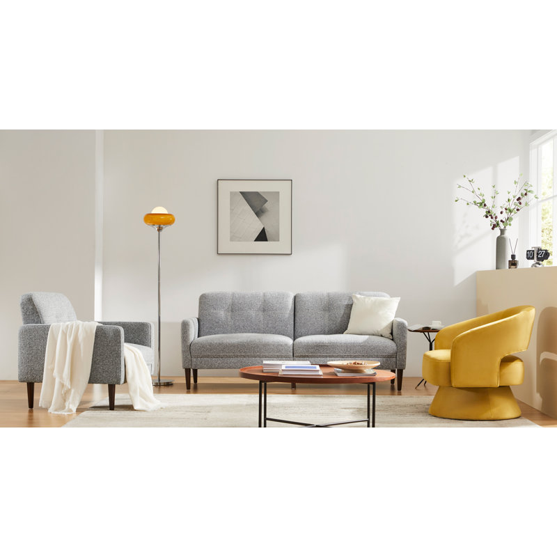 Bhupendra Swivel Accent Chair, Mustard Velvet