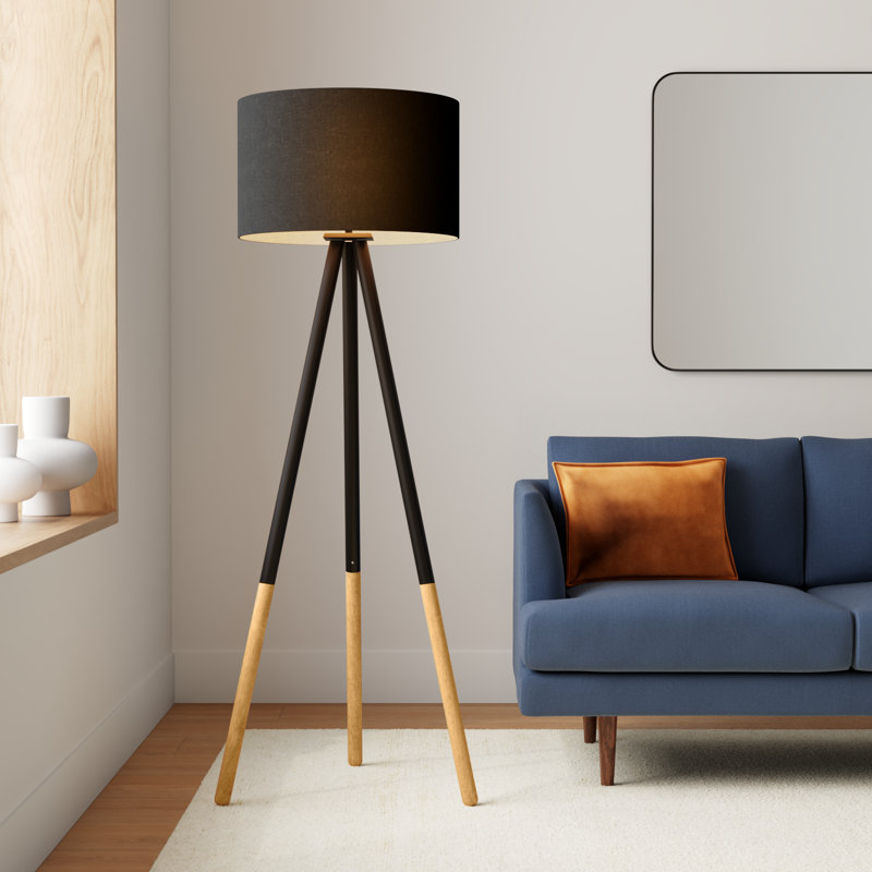Skyler 60.25'' Tripod Floor Lamp, Matte Black/Light Brown
