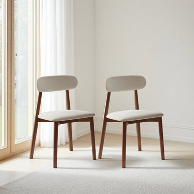 Solid Wood Dining Chairs Set of 2, Luxurious Chenille Upholstered Kitchen Chairs, Farmhouse Dining Room Chair with X-Shaped Metal Reinforcement