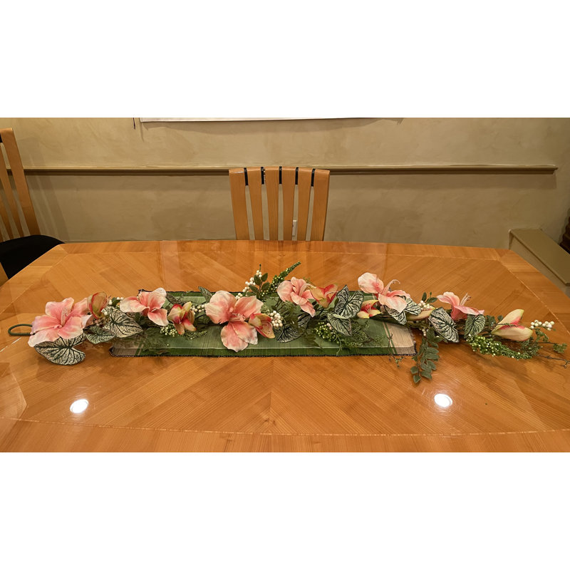 66" Artificial Caladium Leaf and Flower Garland