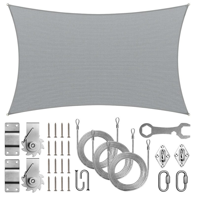 Voile d'ombrage Amgo, H 8 pi x 12 pieds, Gris