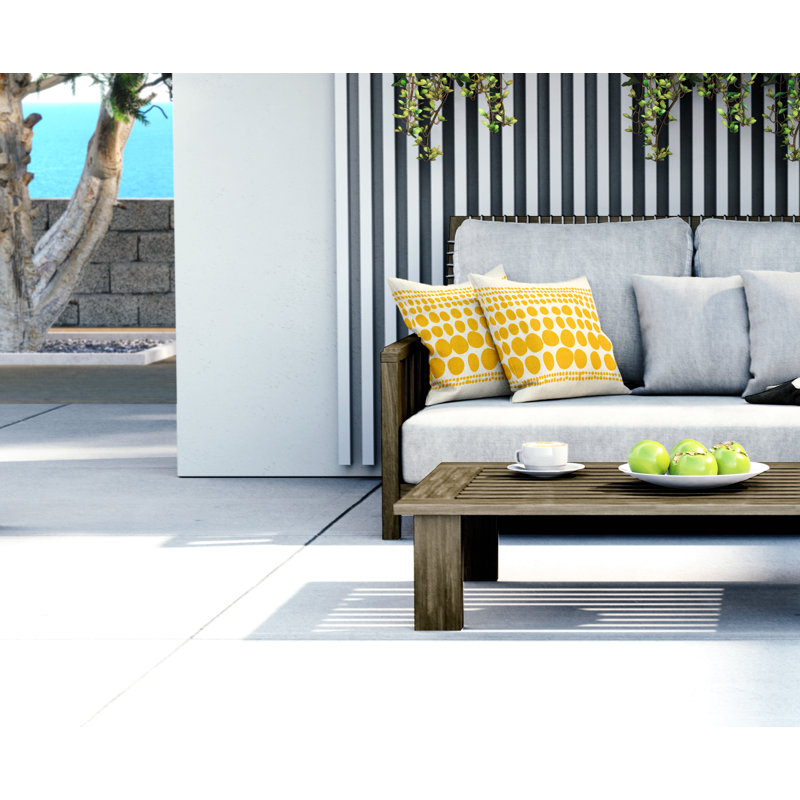 Jeté carré intérieur / extérieur en polyester Ikom, L 15 po x H 15 po, Jaune