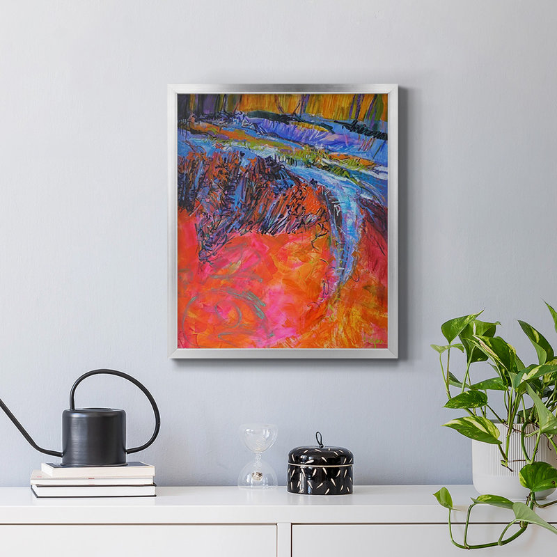 «Vibrant Flow I», toile encadrée de qualité supérieure - prête à être accrochée, H 24 po x l 20 po, Argent