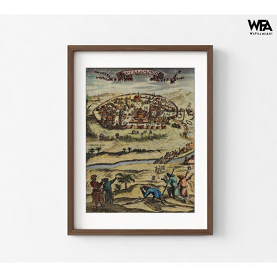 Impression de carte antique de Jérusalem, art mural, décor de salon rétro, idées de chambre d'amis, impression de carte de Terre Sainte, art de la vieille ville