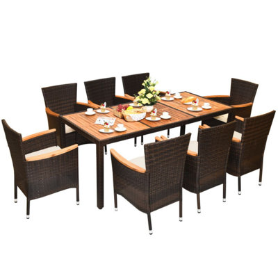 Ensemble de salle à manger rectangulaire pour 8 personnes 75 "avec coussins Chaniya