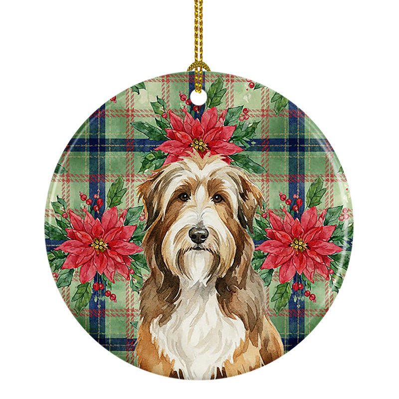 Ornement en céramique brun, Bearded Collie Brown
