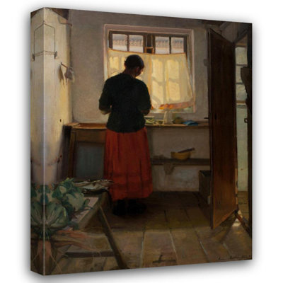 «The Maid in the Kitchen» par Anna Ancher - Art mural sur toile tendue avec châssis